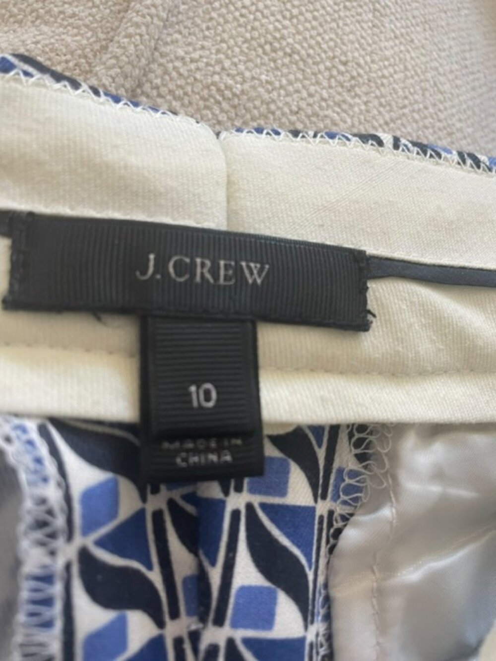 J Crew Campbell Capri Cropped Pants  Womens 10 Blue Waive Straight Leg Stretch - Picture 8 of 8